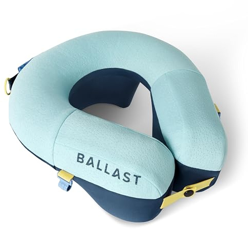 Ballast Travel Pillow PRO – Neck Pillow for Airplane, Compact Inflatable Travel Pillow for Beach & Traveling, Enjoy Relaxation Wherever You Go (Tropical Blue)