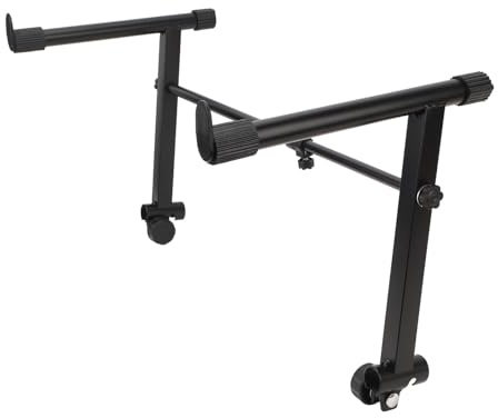 Soporte para teclado, adaptador de soporte para piano electr¨®nico, negro, pl¨¢stico, 2 niveles, ajuste de ancho de 42 a 75 cm