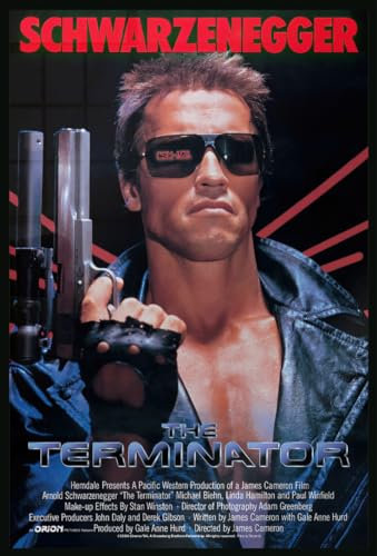 Close Up The Terminator - Gerahmtes Poster (Hauptmotiv - Arnold Schwarzenegger) (Größe: 61cm x 91,5cm)
