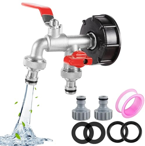 XCDMJ IBC Tank Fittings/Adapter Double 1/2 Threaded Connector Water Tank Tap Replacement Valve Fitting for S60x6 Water Storage Tank Tap Tank Garden Hose Connector Replace Valve Fitting Parts