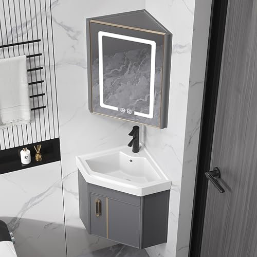 USFJATI Unterschrank Badezimmer, wandmontiertes keramikwaschbecken, Eckwaschbecken mit Unterschrank, freistehendes waschbecken, Badmöbel-Set for Badezimmer & Gäste-WC(48 * 48cm(19 * 19in))