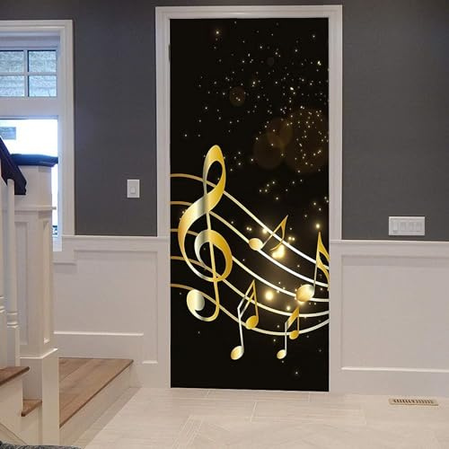 Türtapete Selbstklebend 90x200 Notiz Türaufkleber 3D Türposter Musik Fototapete Türfolie Türklebefolie Wasserdichte für Türwand Dekoration Tapete a4630