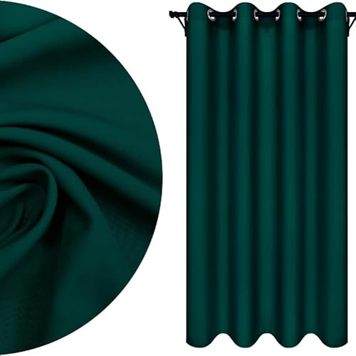 Voppi glatter Vorhang mit Ösen 140 x 260 cm fertiger Vorhang mit Ösen universeller klassischer Vorhang für Balkon Terrasse Fenster grün Innenvorhang flaschengrün