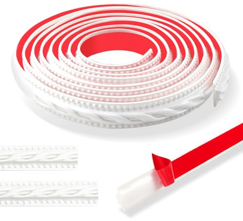 300cm Stuckleisten Wand Vintage Muster 3d-Flexibel Wandleisten Selbstklebend, Wasserdicht Ideal Für Tür, Kleiderschrank, Heimdekoration (2cm-Weiß)