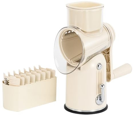 Shienfir Reliable Food Processor Manual Hand Crank Cheese Grater Compact Size Kitchen Tool Milky White