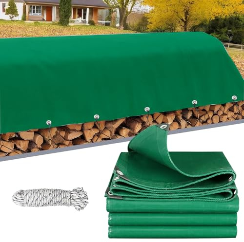 Sandkasten Abdeckplane 4 x 4 m Wasserdicht, Ösen, Verstärkte Ecken, Rechteckig Abdeckfolie, Gartenfolie, Siloplane für Gartenmöbel, Pool, Auto, Trampolin, Grün