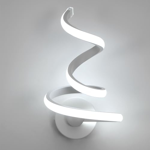 Comely Lámpara de Pared LED 24 W (~2200-2400 lm) – Diseño Aluminio Espiral Blanco 6500 K – Ideal para Pasillo, Escalera o Salón Interior