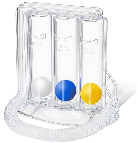 Youmang Spirometro di incentivazione a 3 sfere - Allenatore di respirazione regolabile per il recupero postoperatorio e il rafforzamento dei muscoli respiratori (600-1200 cc/s)