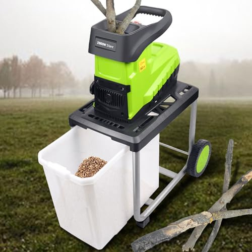ZOCWJK Elektrischer Asthäcksler mit 2800 W, 5000 U/min, tragbarer multifunktionaler Laubhäcksler mit 60 l Auffangbox, 45 mm Schneiden direkt, Sicherheitsverriegelungsknopf, für Garten, Hinterhof (