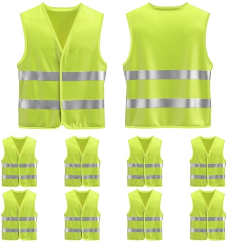 Newthinking High Vis Vest Adult, 10 PCS Hi Vis Vests with Reflective Strip