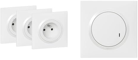 LEGRAND - Lot de 3 prises de courant connectées dooxie with Netatmo complet blanc avec Commande sans fils ON/OFF dooxie with Netatmo complet blanc