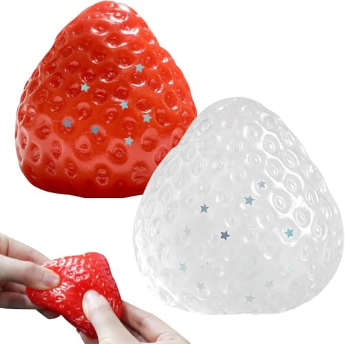 2 Stück Taba Squishy XXL, Taba Squishy, Taba Erdbeere Transparent Rot Quetschspielzeug Anti-Stress Spielzeug für Büro, Schule und Zuhause