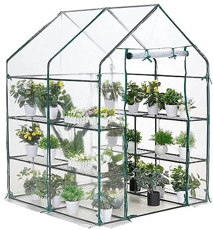 Genérico Invernadero adosado de Aluminio Compacto para jardín de Tomates, miniinvernadero portátil con Puerta Enrollable con Cremallera, Cubierta de Repuesto para Invernadero de jardín de Polietileno