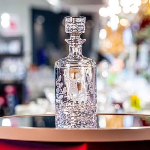 ARNSTADT KRISTALL Carafe à whisky, motif tête de cerf, 25 cm, verre en cristal soufflé à la bouche, poli à la main, fabriqué à la main en Allemagne