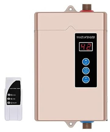 QZCX Chauffe Eau Electrique, Chauffe-Eau Électrique sans Réservoir 3000W, Chauffe-Eau Instantané avec Télécommande, Écran Tactile LCD,pour Cuisine, Salle de Bain, Lavage(Sliver)