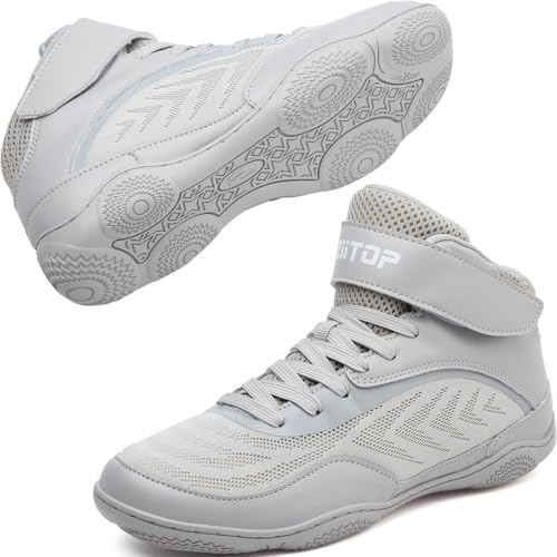 Kids Wrestling Shoes Youth Boys Girls Youth Boxing Shoe Barefoot Boots | Zero drop high top hook and loop strap rubber sole for indoor wrestling and boxing drills