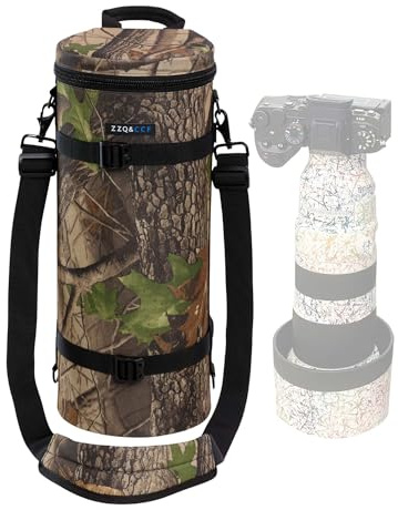 ZZQ&CCF Kameralinsen-Tasche für Sony FE 400–800 mm f/6.3–8 G OSS Super-Tele-Zoomobjektiv, wasserabweisende Linse, Reise-Schutzhülle mit Schultergurt, stoßfeste Innenseite, # Jungle Leaf