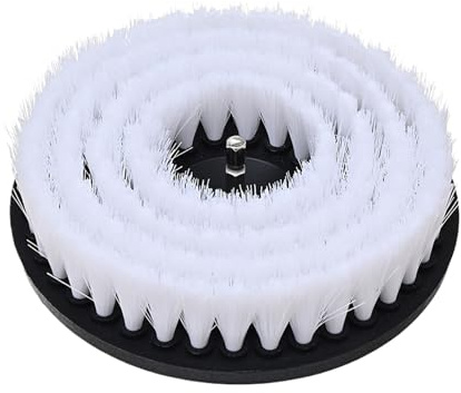 Bohrbürstenaufsatz, Reinigungsbürste, Staubborsten, Power-Schrubber Kopf, robuste Borsten, Badezimmerfliesen, Wanne, Bodenreinigung, 15 x 15 x 5 cm, Weiß, 1 Stück