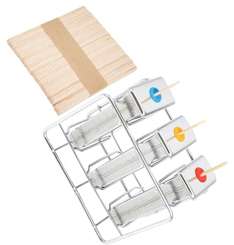 Gatuida Molde para Paletas de Helado de Acero Inoxidable con Palitos de Madera DIY para Hacer Polos Caseros con Soporte Resistente y Fácil Desmoldeo