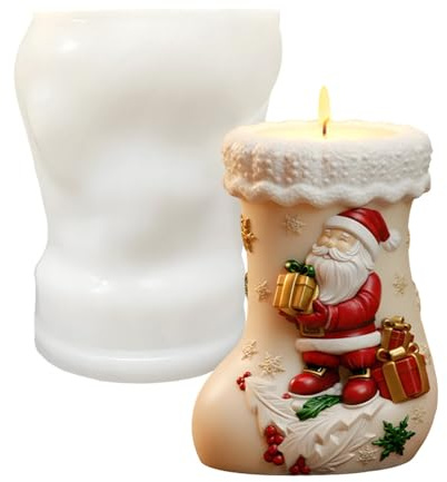 Christmas Candle Silicone Mold - Classic Silicone Easy Release - 3D Christmas Stocking Candle Molding Tool | for Children Beginners Boys Girls Home School Studio Gathering