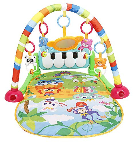 Belfoyer Baby Spielmatte 4-in-1 mit Spielbogen & Musik – Faltbare Krabbelmatte für Neugeborene, Erlebnisdecke mit Hängespielzeug, Licht & Piano – Spielmatte Baby für Motorik, Bauchzeit & Sensorik-WX02