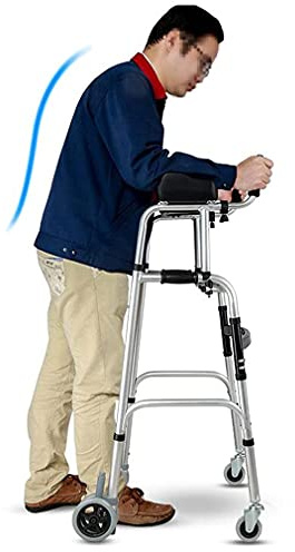 Gehgestell, Gehgestell, Gehhilfe for ältere Menschen, auf Rädern, faltbar, mit Armlehnen-Stützpolster, leichter Trainer for die unteren Gliedmaßen for Behinderte, sich danach sehnen