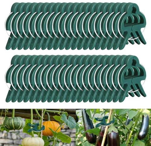 50 Stück Pflanzenclips Grün Kleine Pflanzen Clips Pflanzenklammern für Kletterpflanzen, Tomaten, Rosen, Gurken und anderes Gemüse (50 Klein)