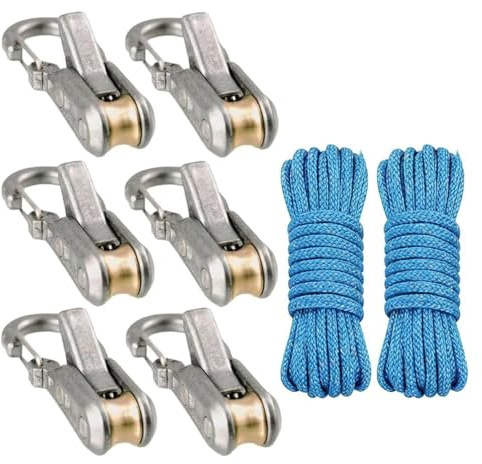 6er-Pack Seil Mit Messingrolle Rollenspanner, Seilspanner mit Rollen Robuste Paracord Spannvorrichtungen, Vielseitig für Camping -Wanderungen Im Freien
