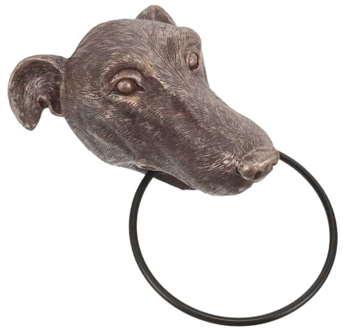EXHUMKY Aldaba de Puerta Llamador y Manija de Resina, Diseño Realista de Cabeza de Perro, para Puerta Principal y Entrada de Casa, Accesorio Decorativo y Funcional para Exterior