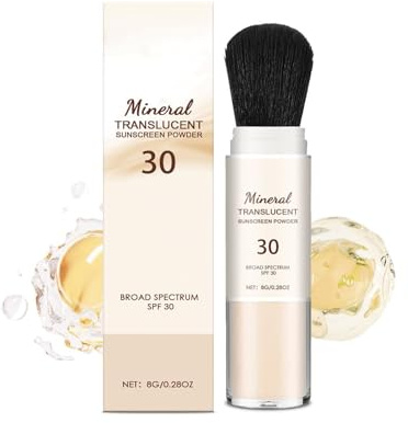 Pinceau de protection minérale à poudre SPF 30 Protection UVA/UVB, poudre de réglage de l'écran solaire, crème solaire minérale, contrôle de l'huile, finition mate naturelle, respirante, pour le