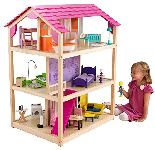 KidKraft Puppenhaus So Chic aus Holz mit Möbeln und Zubehör für 30 cm Puppen, Spielset für 360 Grad Spiel, Spielzeug für Kinder ab 3 Jahre, 65078