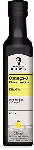 Dr. Budwig Premium Omega 3 DHA + EPA Öl Zitrone (250ml) - Bio Leinöl & Algenöl - hochdosiertes DHA & EPA - vegan - flüssig - laborgeprüft - auch für Kinder - Alternative Fischöl & Omega 3 Kapseln