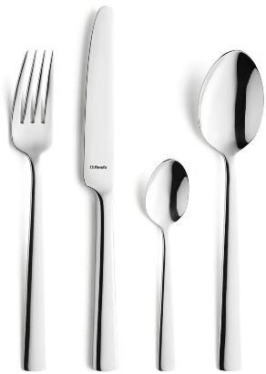 Amefa Modern Bliss 16 Piece Cutlery Set, 18/0 Stainless Steel Cutlery for 4 People, Modern Minimalist Design, Knives, Forks, Dessert Spoons & Teaspoons
