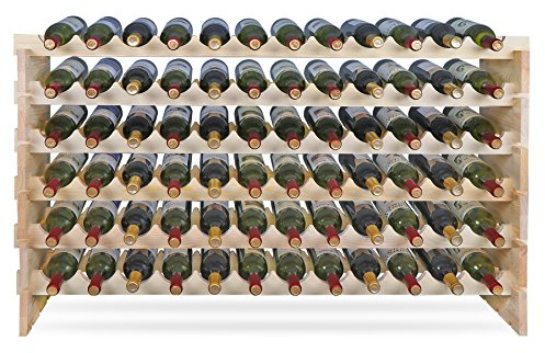 Smartxchoices 72 Modular Wine Rack, Stackable Wine Storage Rack Free Standing Floor Cellar Wine Holder Display Shelves, Solid Wood - Wobble-Free (72 Bottles)