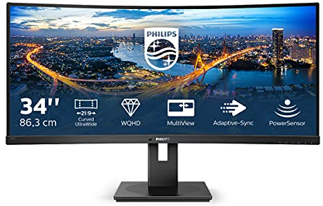 Philips 345B1C - 34 Zoll WQHD Curved Monitor, höhenverstellbar (3440x1440, 100 Hz, HDMI, DisplayPort, USB Hub) schwarz