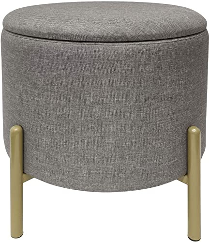 ECHTWERK Pouf Logan, avec Espace de Rangement, Couvercle Amovible, Coffre de Rangement Rond, avec Pieds en Bois, adapté à la Chambre à Coucher et au Salon, 40 x 40 x 40 cm, jusqu'à 150 kg, Gris