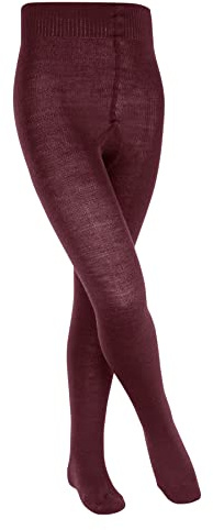 FALKE Comfort Wool K Ti lana spessi tinta unita 1 pezzo, Collant Unisex Bambini, Rosso Ruby 8830, 110-116