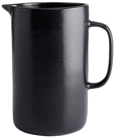 BUTLERS Wasserkrug 1,1 l Steinzeug - CASA NOVA - Skandi Design | Farbe Schwarz - reaktive Effektglasur mit Verlauf - robuste Keramikstruktur - organische Form für Wasser & Saft
