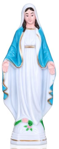 Amosfun Jungfrau Maria Figur Kunststoff Christliches Mutter Gottes Maria Statue Skulptur Religiös Sammlerstück Figur Desktop Ornament für Geschenkidee Home Büro Deko Blau