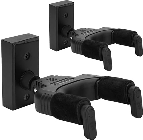 Sondery Guitar Wall Mount Hanger, Auto Lock and Adjustable Hook Holder for Acoustic and Electric Guitar, Ukulele, Bass, Banjo and Mandolin, Safely Cradles Nitro-Finished and High-End Guitars