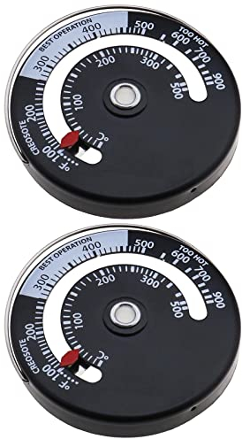 ECSiNG 2pcs Oven Thermometer 0-500°/100-900°F Magnetic Stove Log Burner Thermometer Aluminum Alloy Kitchen Cooking Thermometer for BBQ Baking
