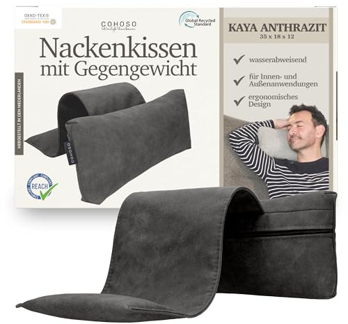 COHOSO® Nackenkissen mit Gegengewicht - Ergonomisches Nackenstützkissen, Nackenrolle Kissen Halbrund für Sessel, Höhenverstellbares Neck Pillow, Kopfstütze Sofa Couch, Nackenpolster für Gartenstühle