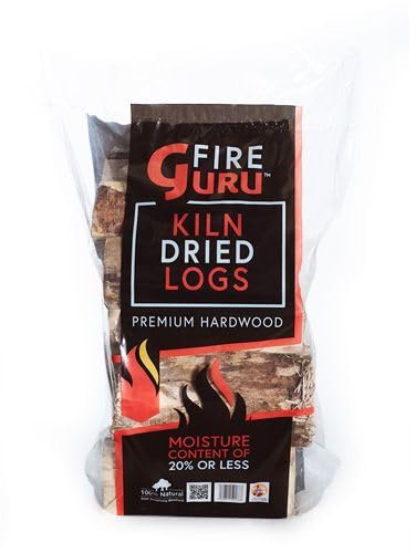 Fire Guru Kiln Dried Premium Hardwood 1x 8kg / 22L Bag Birch Logs For Log Fire Pit, Chiminea, Pizza Oven, BBQ & Outdoor Fireplace, Chiminea. Under 20% Moisture, Ready to Burn Fire Logs