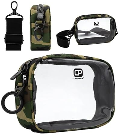 ChackPack Camouflage – Kleine transparente Kosmetiktasche zum Aufhängen, Kulturbeutel mit Schultergurt, Unisex Reisetasche für Make-up, Medikamente, Handgepäck & Reise-Check-in
