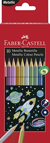 Faber-Castell 201583 - Metallic Buntstifte, 10er Etui, mehrere Farben | 10er Pack (10 Etuis)