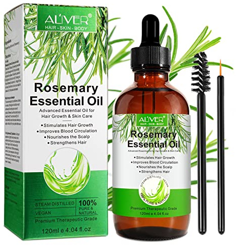 Rosmarinöl für Haare und Kopfhaut (120 ML), 100% Reines Naturreines Ätherisches Rosmarinöl für Hautpflege, Aromatherapie, Haarverdickung, Tief NäHrende Kopfhaut, Stärkendes für Gesundes Haarwachstum