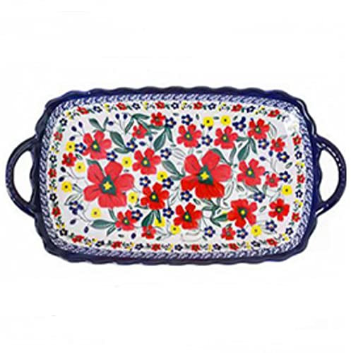 LUCBEI Lasagnera Teglia in Ceramica Teglia Rettangolare for Lasagne Teglia for Lasagne Dipinta a Mano for Cucinare, teglia for Torte, pirofila, microonde e Forno Teglie da Forno