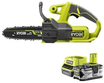 Confezione RYOBI 18V OnePlus Motosega RY18CS20A-0 - 1 Batteria 4.0Ah - 1 Caricatore rapido RC18120-140