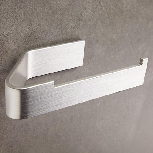 Designfabrik Hamburg Toilettenpapierhalter ohne Bohren | Klopapierhalter zum Kleben | Klorollenhalter Bad | WC Rollenhalter selbstklebend | Toilettenpapierhalter Silber | Modernes Design