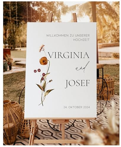 Manschin Laserdesign Willkommensschild Aluverbund personalisiert - Made in Germany - Welcome Willkommen Schild für Hochzeit (60x40cm)